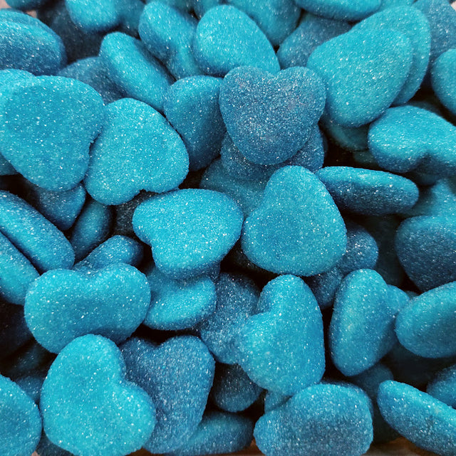 100g Blue Raspberry Fizzy Filled Hearts