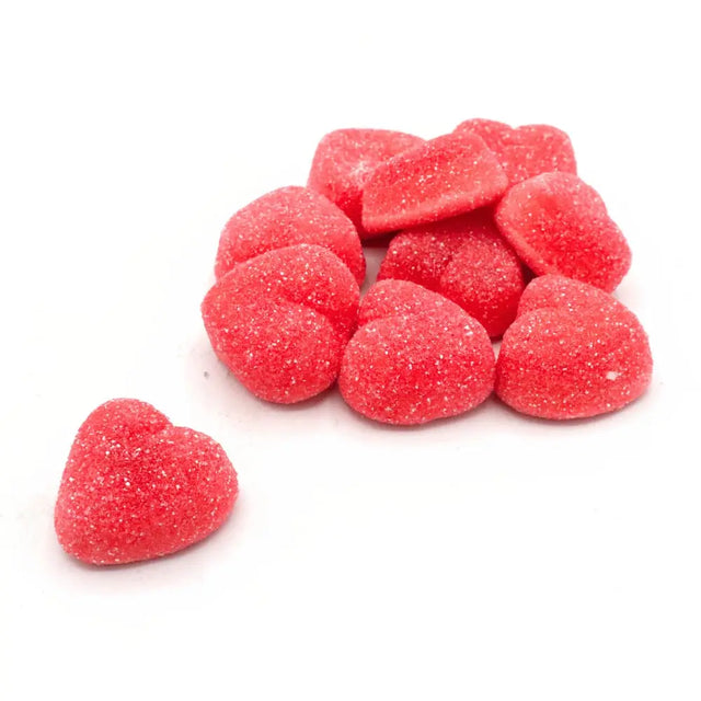 100g Fizzy Strawberry filled hearts
